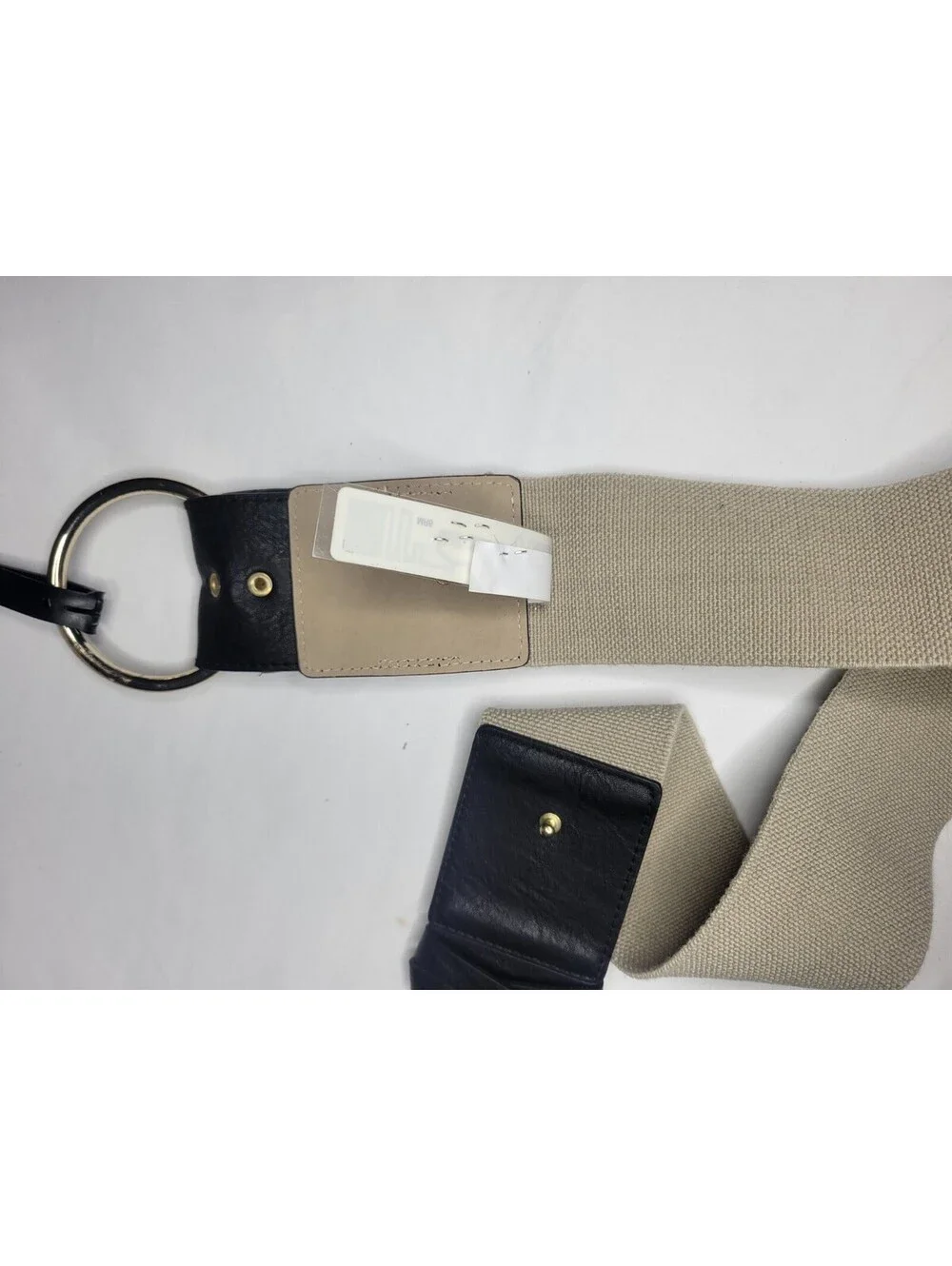 INC International Concepts Womens Waist Belt Wide Stretch Natural Linen Size S/M